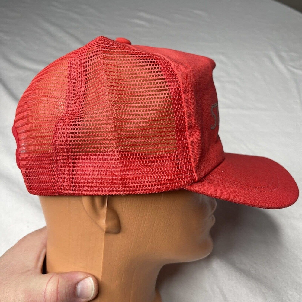 Stroh's Brewing Beer Red Adjustable Cap Trucker Spartan Specialties Hat VTG - Picture 6 of 12